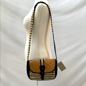 Anthropologie Woven & Beaded Shoulder Bag